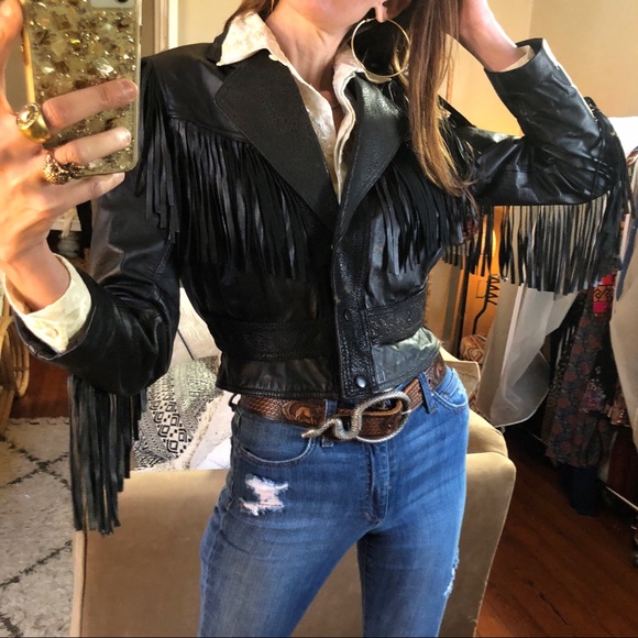 Vintage leather fringe jacket - Picture 3 of 8